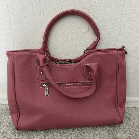 Coach Rose Pink Leather Shoulder Bag Satchel Tote Handbag Authentic OS - Picture 3 of 9